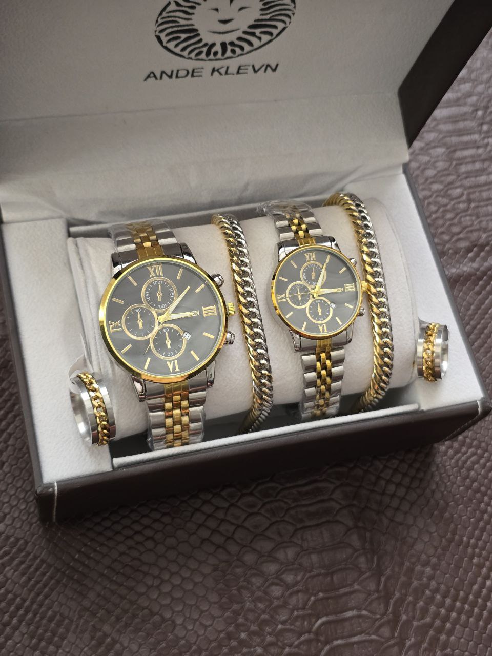 ست ساعت زنانه و مردانه بند استیل و دستبند و انگشتر کارتیر