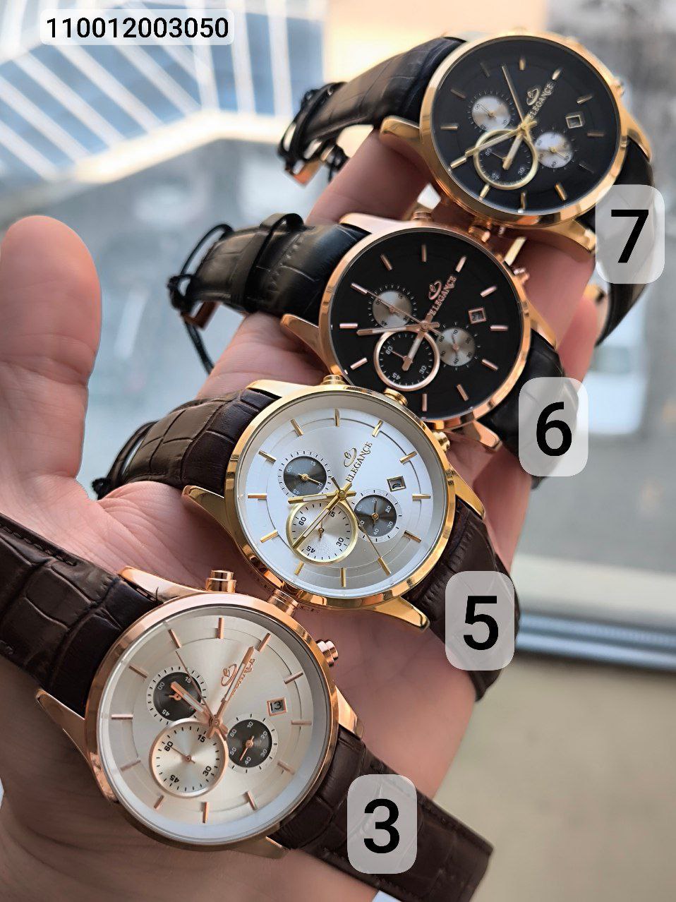 ساعت مردانه چرمی کرنوگراف الگانس 110012003050 ELEGANCE