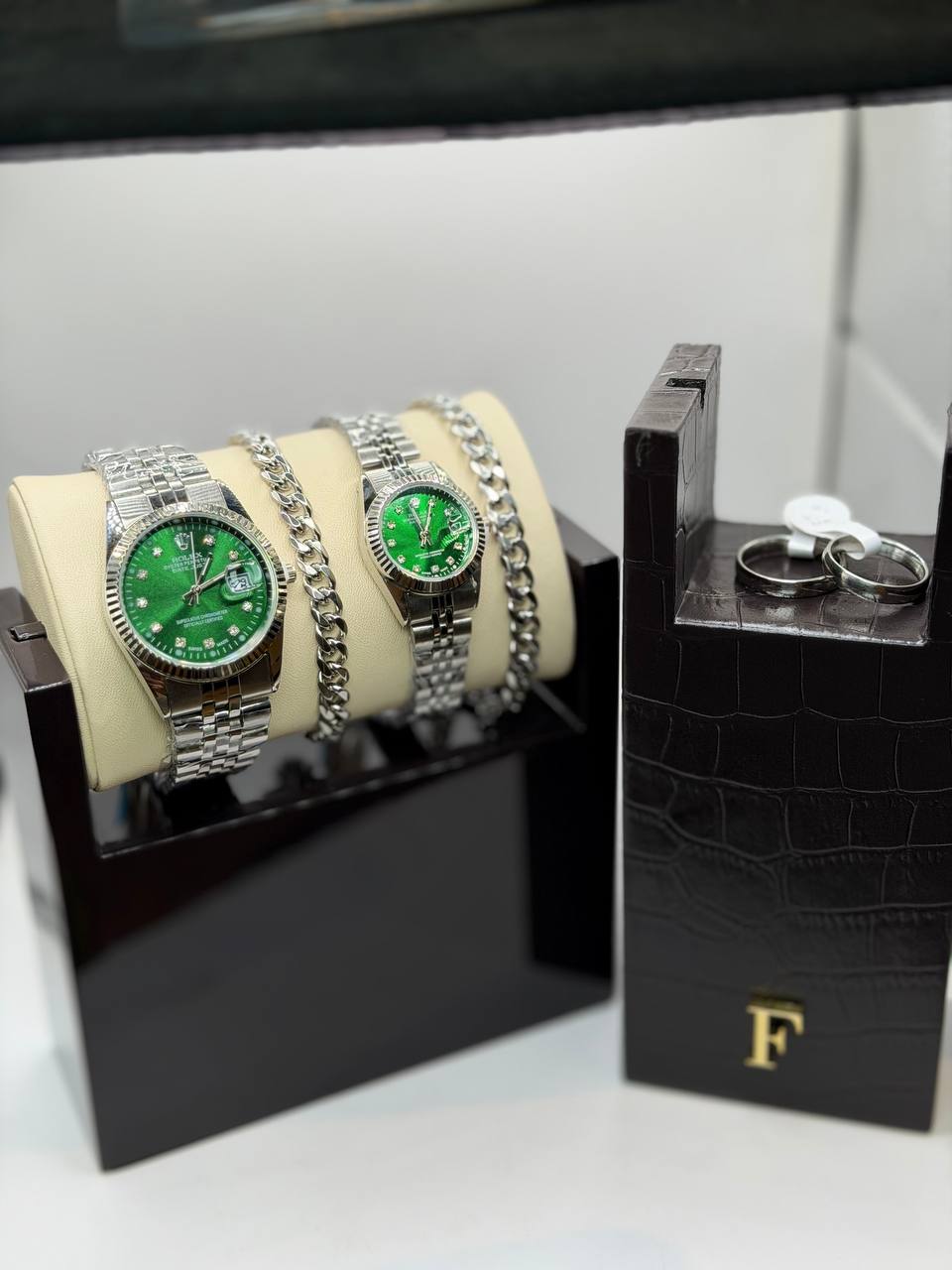 ست ساعت زنانه و مردانه برند Rolex  به همراه دستبند و حلقه استیل
