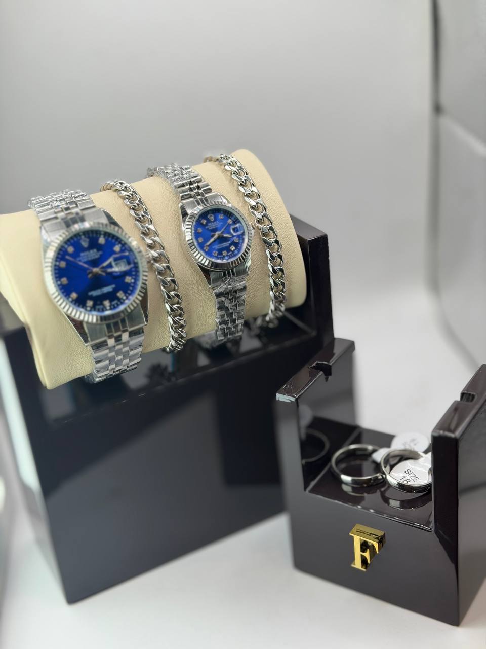 ست ساعت زنانه و مردانه برند رولکس Rolex به همراه دستبند و حلقه