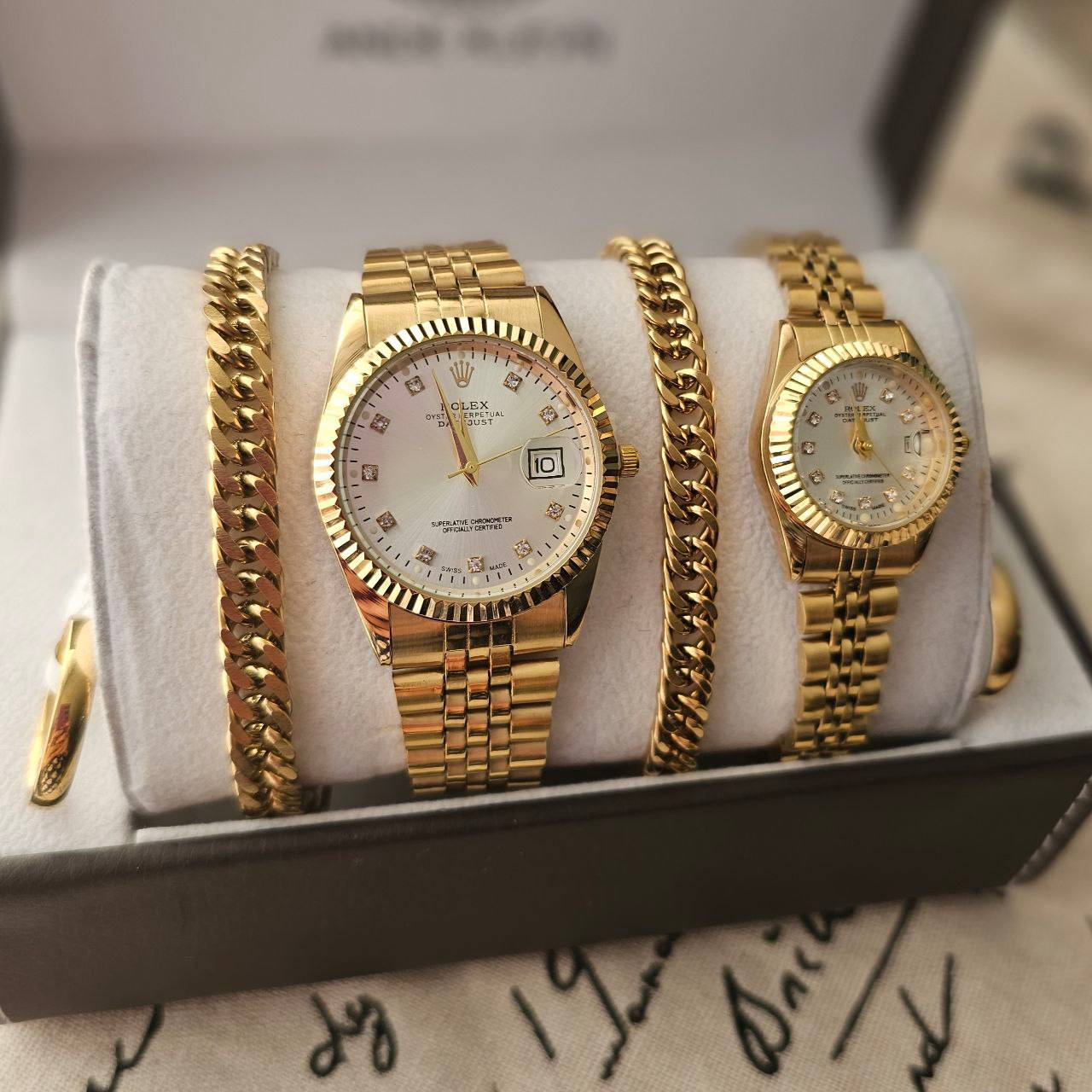 ست ساعت زنانه و مردانه برند رولکس Rolex  به همراه دستبند و حلقه