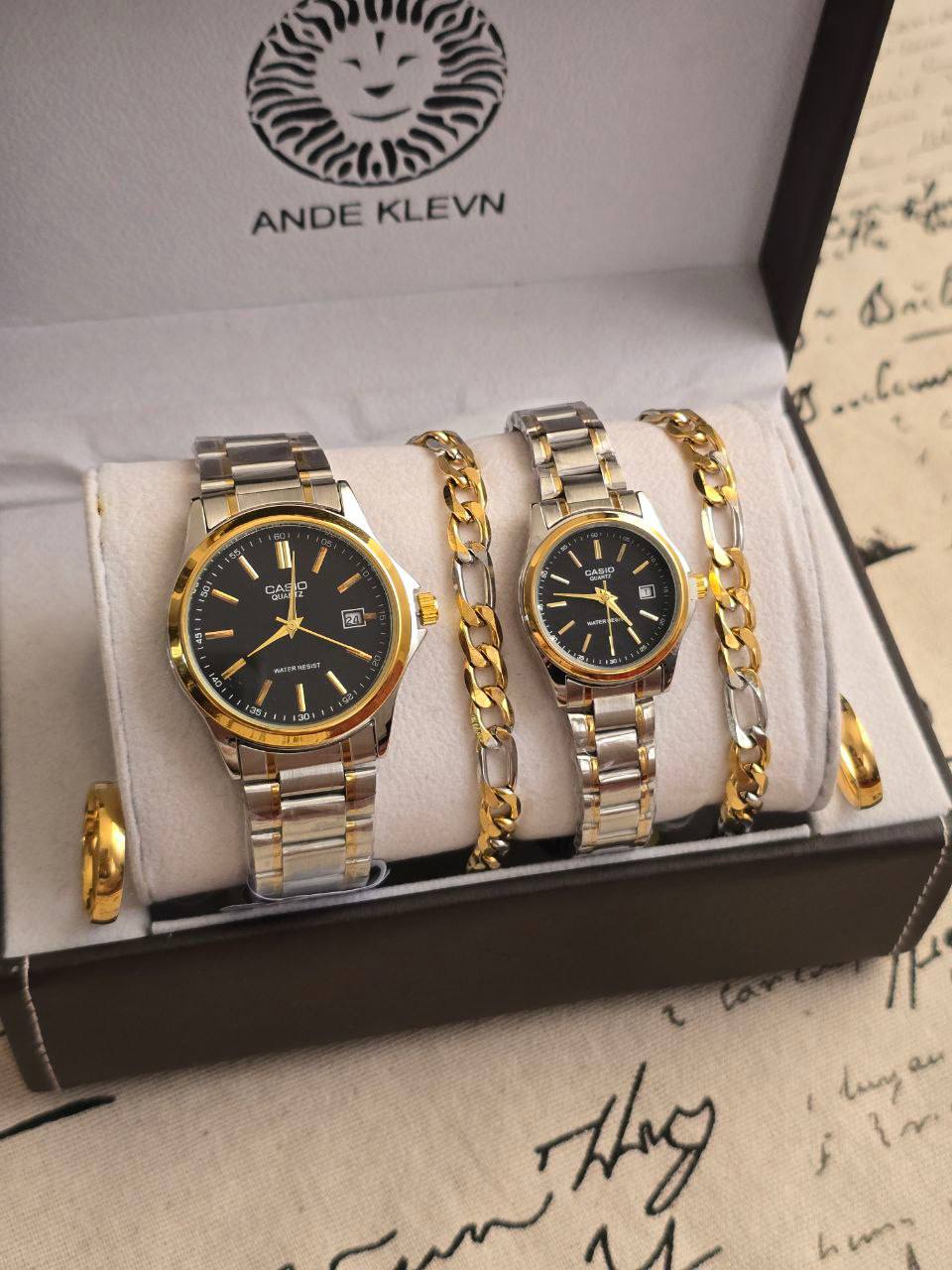 ست ساعت زنانه و مردانه برند کاسیو به همراه دستبند و حلقه