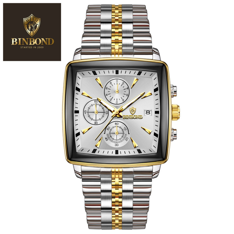 ⌚️ساعت بین باند مدلی نو مناسب آقایان مقاوم دربرابر آب کرنوگراف برندشرکتی دارای روز شمار ضخامت ۱۱میل قطر صفحه ۴۰.۵میل بند استیل فولاد شیشه سافایر شب نما قفل دو پروانه موتور کوارتز