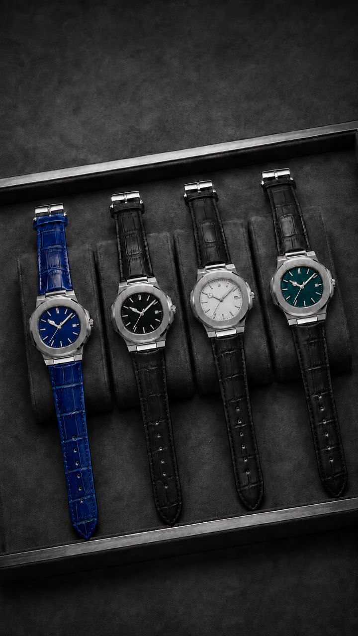 PATEK          ♤مردونه   دارای روزشمار  طرح پتک قفل کمربندی  موتورکوارتز  بندچرمی