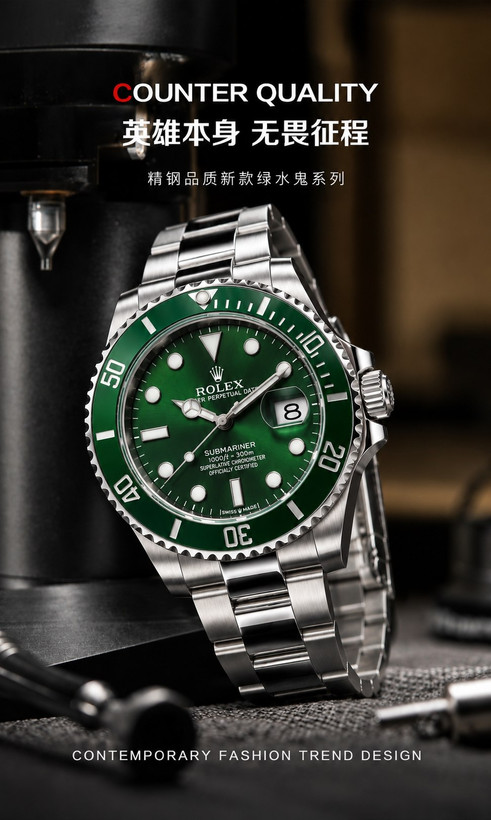 ROLEX Submariner این سبز واقعاً یه چیز دیگهست 💚⌚️ ساب مارینر دارای روز شمار قفل ضامن دار حرفه ای بنداستیل موتور کوارتز PE جاپان (آرام گرد) بزل چرخشی اسپرت شیشه معدنی تقویم تلسکوپی