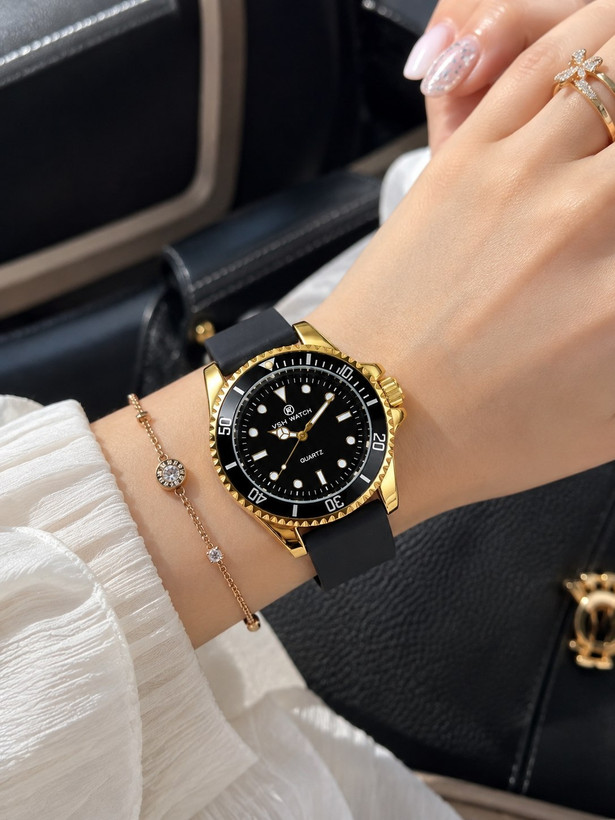 VSH ⌚️برند شرکتی زنونه بند سلیکون ضد حساسیت مقاوم دربرابر آب قفل کمربندی موتور کوارتز خاص وجذاب