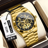 ☑️BIN BOND 《highe quality》 watch ⌚️بین باند مدلی نو مردونه پرطرفدار مقاوم دربرابر آب برندشرکتی سبک تجاری شب نما موتور نمایان بند استیل فولاد شیشه سافایر قفل دو پروانه موتور PE30 آرام گرد