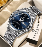 ☑️BIN BOND New collection 😍 《highe quality》 watch ⌚️بین باند مدلی نو ✨شارژجدید _در شش رنگ مقاوم دربرابر آب برندشرکتی شب نما دارای روز شمار ایام هفته بند استیل فولاد قفل دو پروانه موتور کوارتز